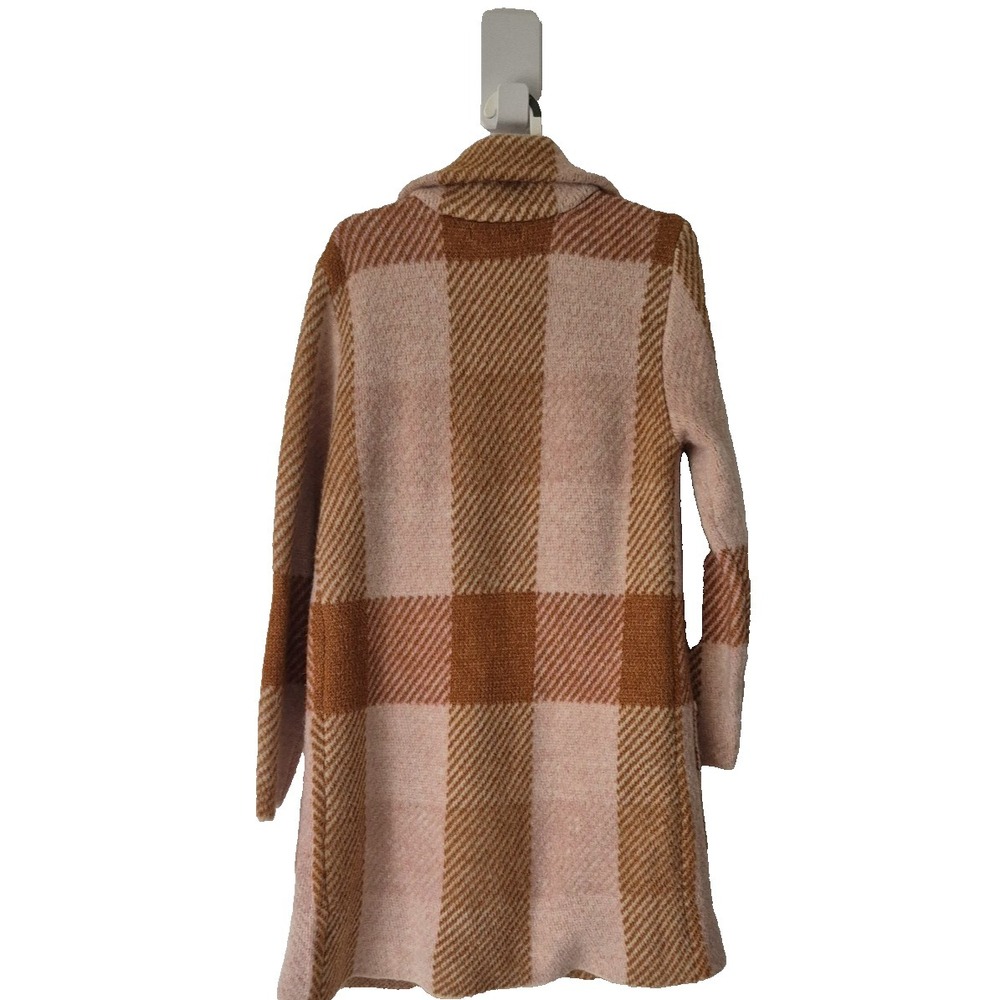 Farmers Market Duster Cardigan Womens M Pink Brown Patchwork Fuzzy Open Front - Picture 2 of 7